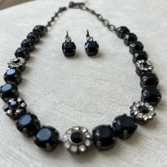MARIANA JET BLACK CRYSTAL & CLEAR NECKLACE - Picture 3 of 11
